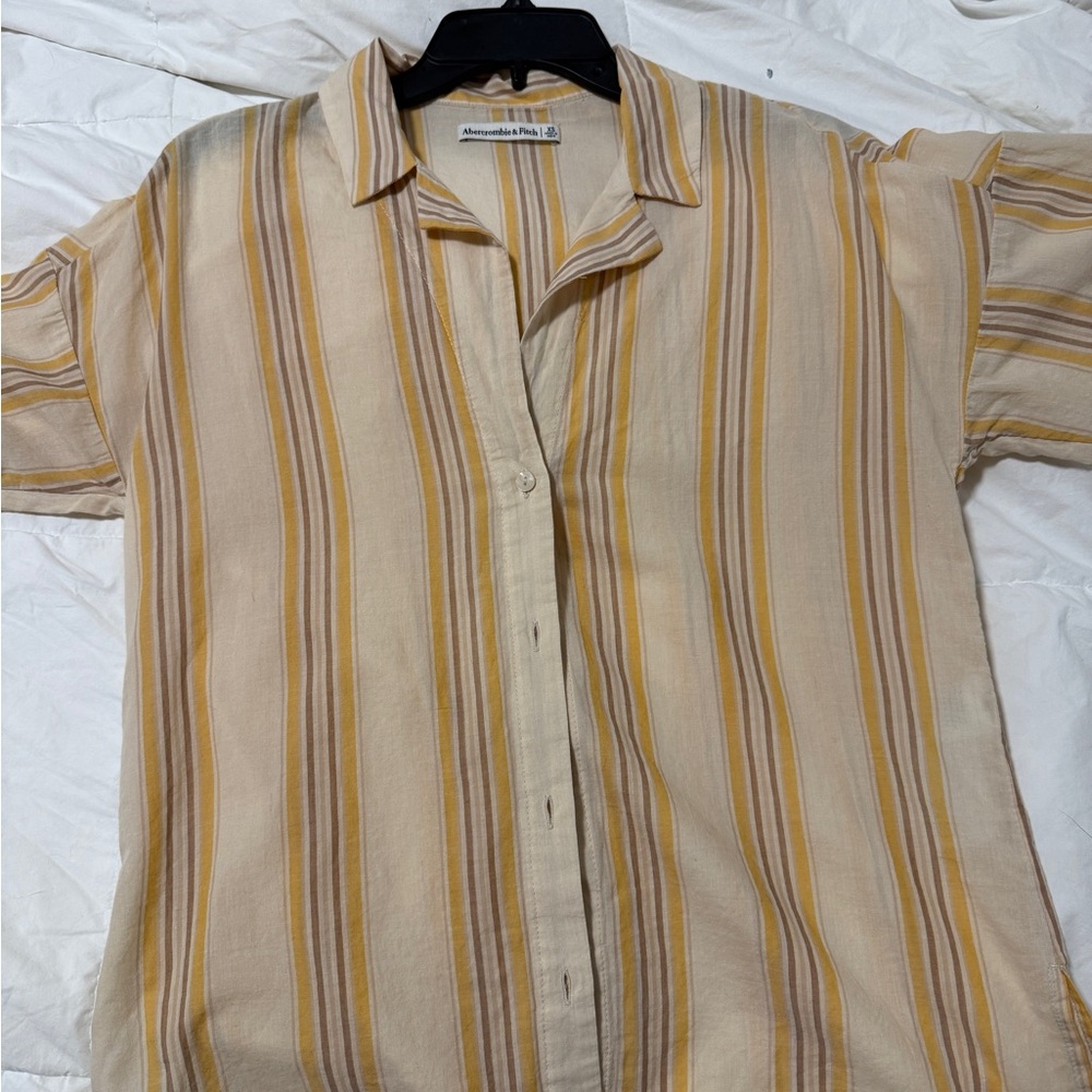 Abercrombie & Fitch Yellow and Gray Striped Shirt